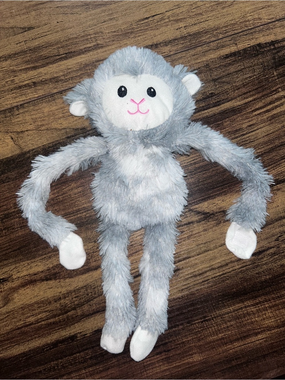 Plush Grey Monkey Stuffed Animal with Long Arms